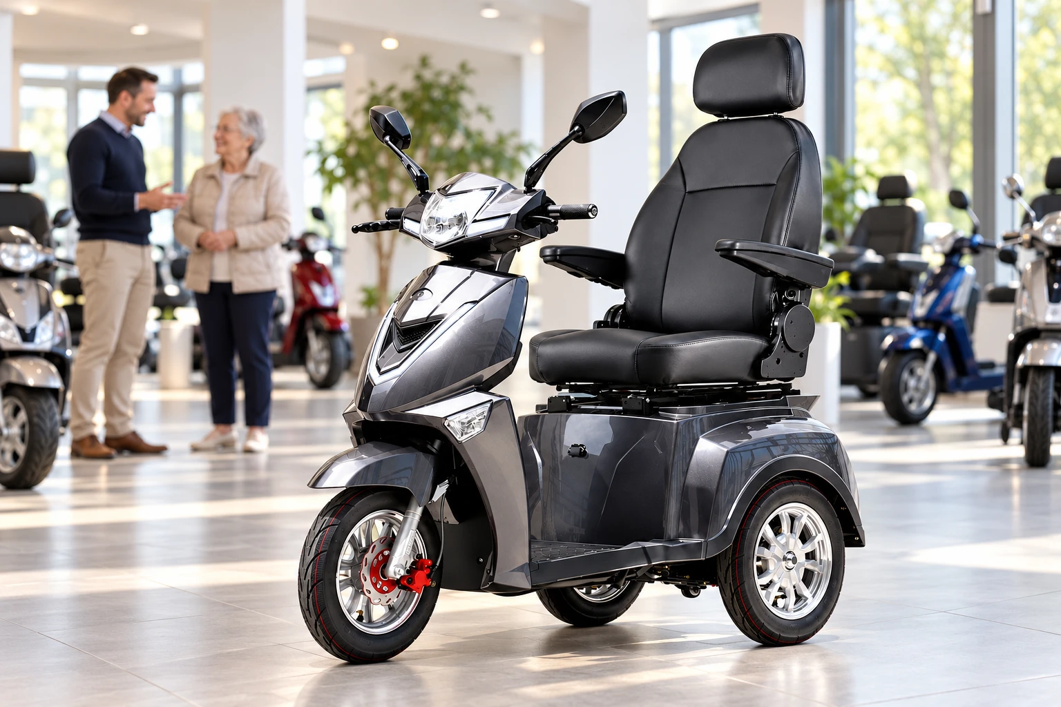 Sfeerbeeld van een dealer met de E-MOTO M3 in de showroom